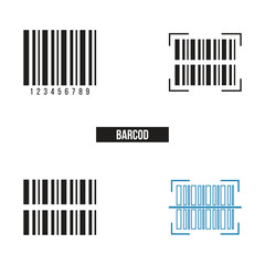 Obraz premium Flat barcode icon symbol vector Illustration.