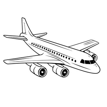 recommend clip art: Sleek airplane outline icon in vector format for travel designs.