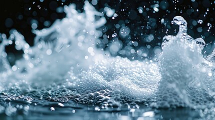 High-contrast, cinematic shot of baking soda being mixed in water, capturing the effervescence and immediate action against heartburn - obrazy, fototapety, plakaty