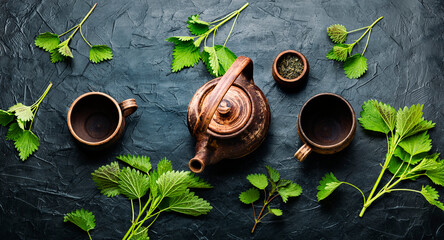 Herbal tea with nettle,herbalism