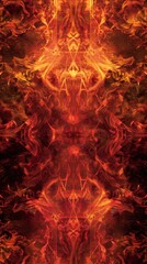 Fototapeta na wymiar Untamed power of fire, wrapped in a raw, primal essence, design features swirling flames and organic motifs, symbolizing her dynamic allure and fiery spirit created with Generative AI Technology