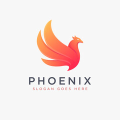 Modern geometric brave phoenix logo icon vector template on white background
