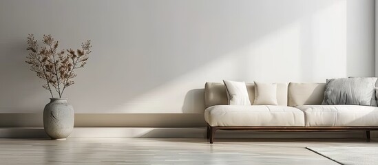 Minimalist Living Room Wall Mockup with Sofa