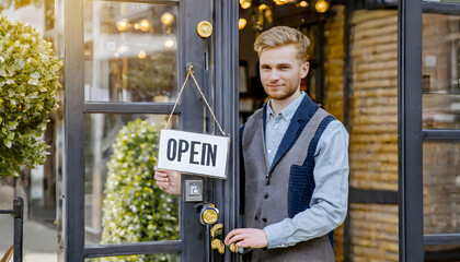 Business, Cafe, open, opening, Cafe open, person, work, business running, man, shop, shop opening, business concept, background, wallpaper, HD