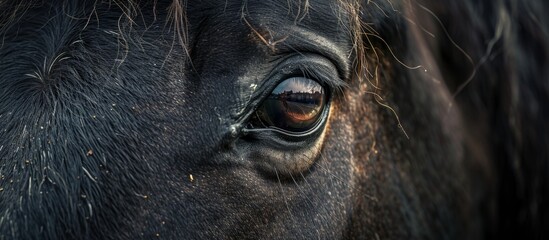 Close-up of a horse's eye with a blurred background