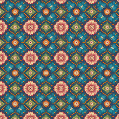 Colorful a composition of BEAUTY flowers, vector art, clean, in the style of Redoute, colorful, seamless repeating pattern, vintage wallpaper