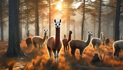  illustration of llamas with their flocks in the forest © Lauren