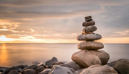 harmonious stacked stones zen ai generated