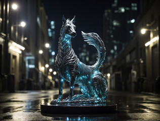 dragon statue at night