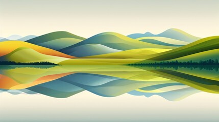 Obraz premium Background: Create a serene landscape with rolling hills and a calm lake, abstract , background