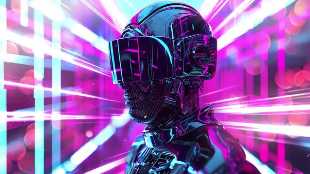 cyberpunk dreams reloaded illustration of metal. seamless looping overlay 4k virtual video animation background