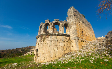 Ancient great bath ruins in Tlos, Mugla province, Turkey