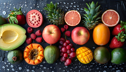 Healthy food, nutrition, diet, Fruits, spices.