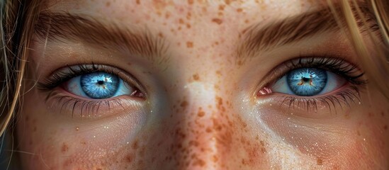 Woman's Blue Eyes with Freckles