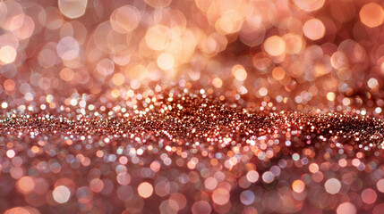 Rose Gold Glitter with Soft Bokeh Lights