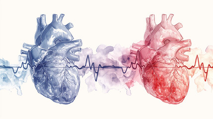Illustration of an electrocardiogram (ECG or EKG) showing a normal heart rhythm next to an abnormal heart rhythm.