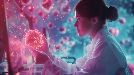 Fotobehang Image of various approaches to fighting cancer. Highlights ongoing research and hopes for future advances. © VRAYVENUS