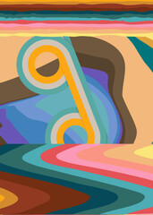 Retro 70s Background. Groovy abstract 1970s art template. Vintage design poster. Old-fashioned abstract artwork.