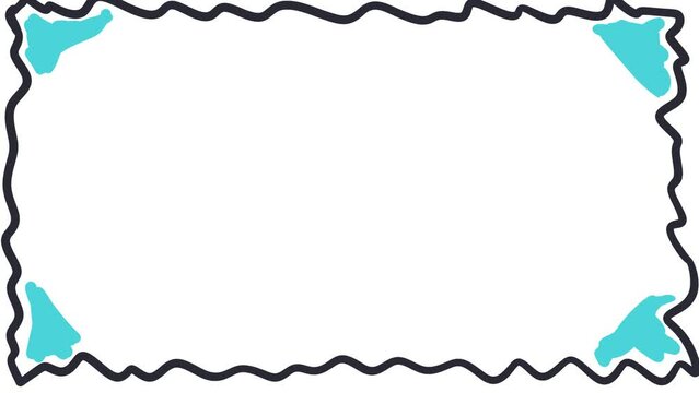 The wavy frame oscillates. This object has colored filled corners blinking.