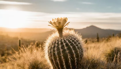 Foto op Aluminium cactus flower in the wild field meadow desert nature background © Ryan