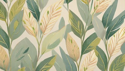 green plant and leafs pattern pencil hand drawn natural illustration simple organic plants design botany vintage graphic art 4k wallpaper background simple minimal clean design - obrazy, fototapety, plakaty