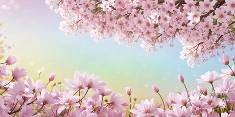 abstract spring background with flowers, summer background with blank space for text