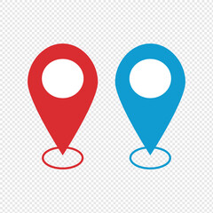 Map pointers. Vector isolated elements. Location navigation icon. Vector outline illustration. Geo location point.