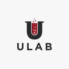 Letter U and beaker laboratory logo icon vector template on white background © DOMHOUZE