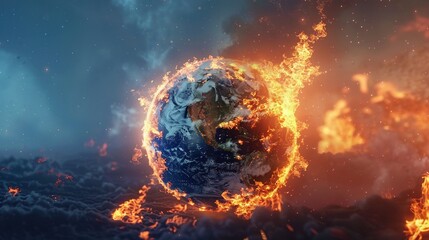 Global Warming VS Climate Change. Planet earth ,ecology concept, global warming concept, the effect of environment climate change.  - obrazy, fototapety, plakaty