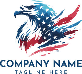 Eagle USA Flag logo, Watercolor