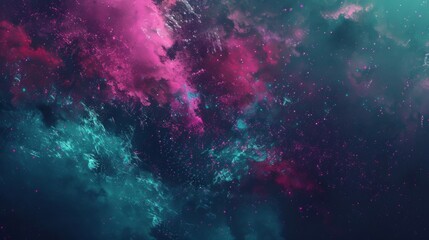 Gorgeous shades of magenta and turquoise dance across a canvas of deep space. - obrazy, fototapety, plakaty
