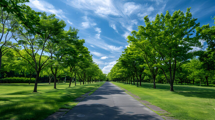 Vibrant, Sunny Day in a Beautifully-manicured Natural Park