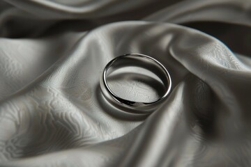 Platinum ring on velvet, closeup, soft light, luxurious detail,  - obrazy, fototapety, plakaty