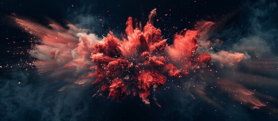 Red powder explosion in darkness