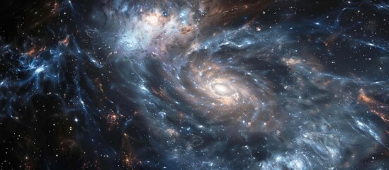 Spiral galaxy stars black background