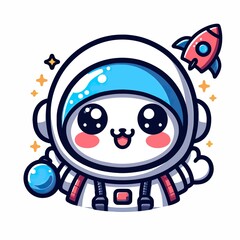 set of cartoon astronaut