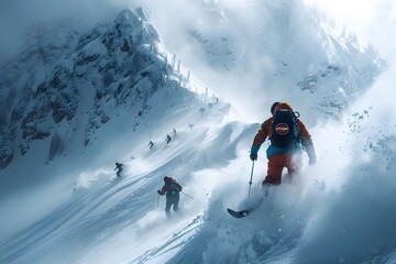 Captivating Snowboarding Halfpipe Event Amidst Snowy Landscape with Colorful Sponsor Logos and High Flying Acrobatic Maneuvers