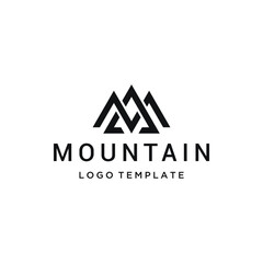 Initial Letters M MA AM Mountain Peak with Outdoor Mountain View Logo Design