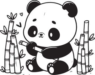 panda and bamboo vector © Ragil