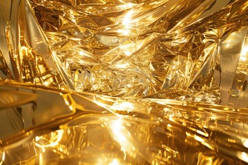 A reflective gold mirror surface creating a mesmerizing and infinite view of golden light - obrazy, fototapety, plakaty