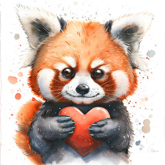 red panda with a heart