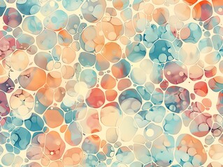skin cell structure, abstract watercolor illustration in blue and orange for background banner or cover prints