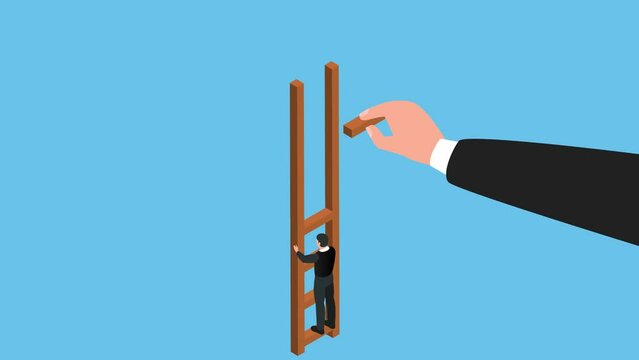 Helping hand, business support to reach career target 3d cartoon animation