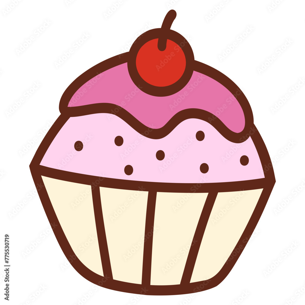 Canvas Prints cupcake with cherry illustration