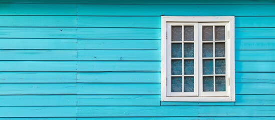 Fototapeta premium A blue house with a white window and a white window