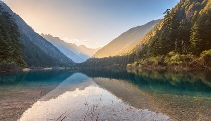 amazing view of the sparkling lake jiuzhaigou nature reserve