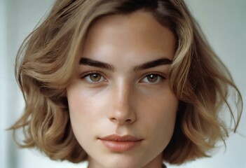 Naklejka premium ブロンドの髪、ビジネスマン、女性、ポートレート｜Portrait of businesswoman with blond hair.