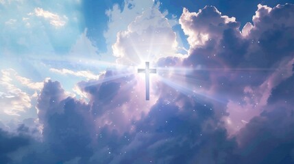 Glory cross in Sky, religious backgrounds.