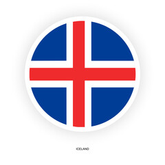 Obraz premium Iceland circle flag icon with white border isolated on white background.