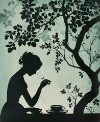 Midsummer, Shadow Silhouette ,Magical,Food and Beverage Artwork - obrazy, fototapety, plakaty
